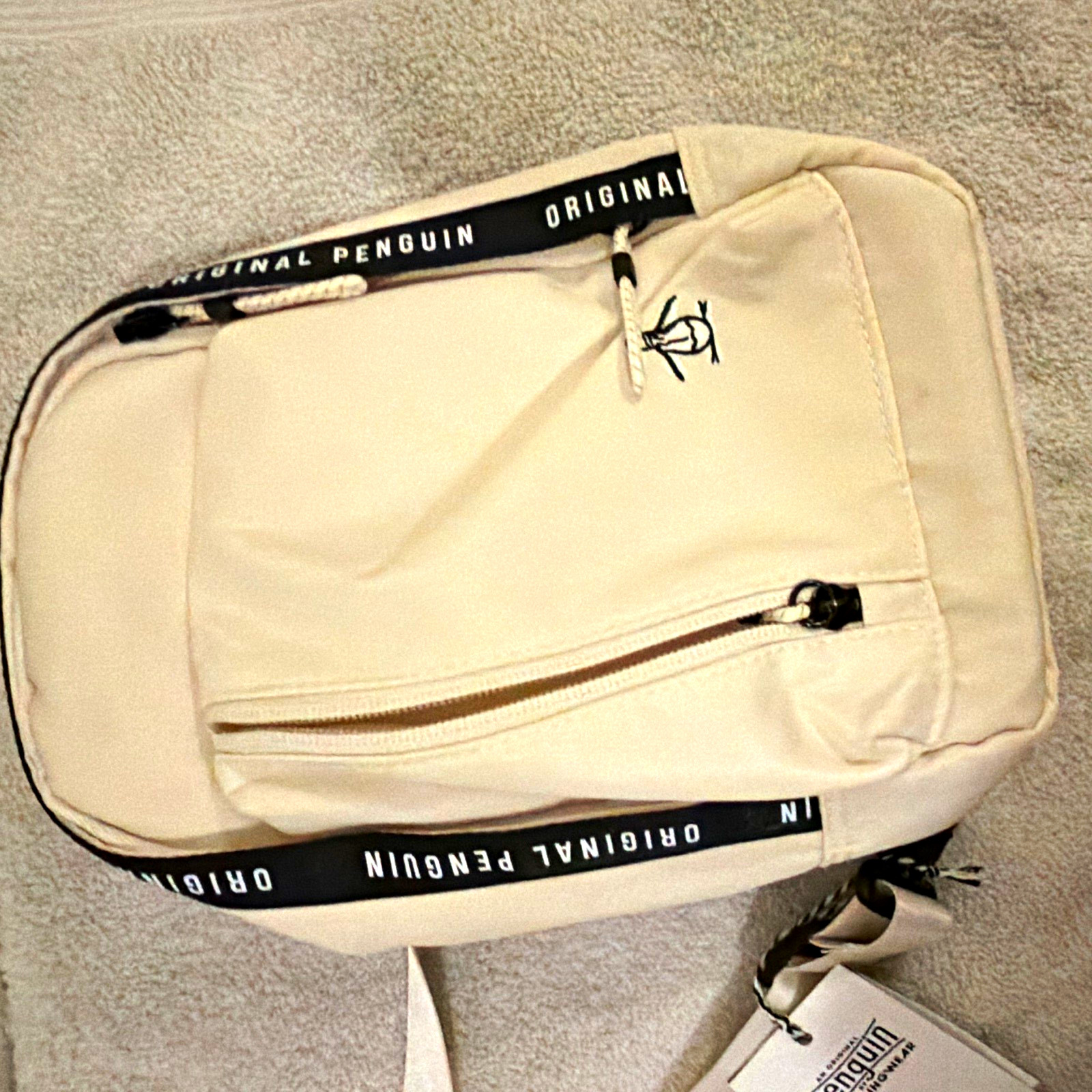 Original Penguin Beige Small Crossbody Bag Zip Closure, Inner Pockets
