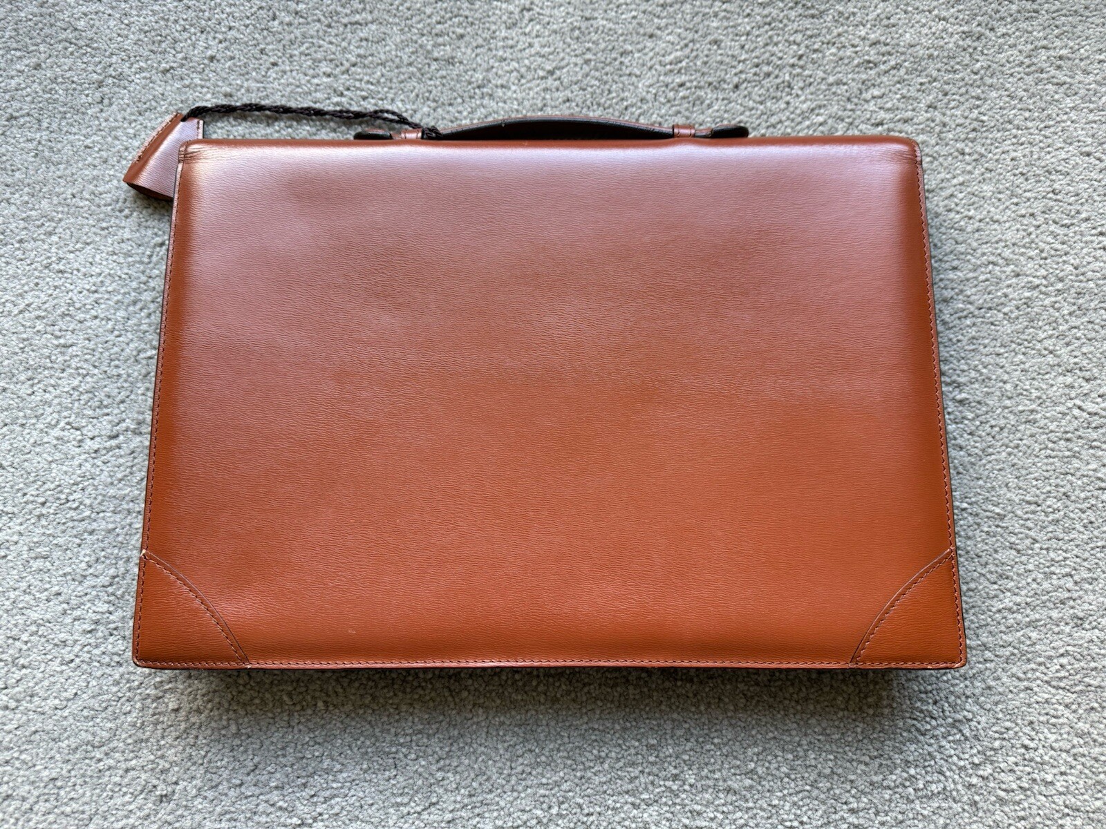LOEWE Brown Leather Briefcase Document Laptop Bag with Lock & Key Spain