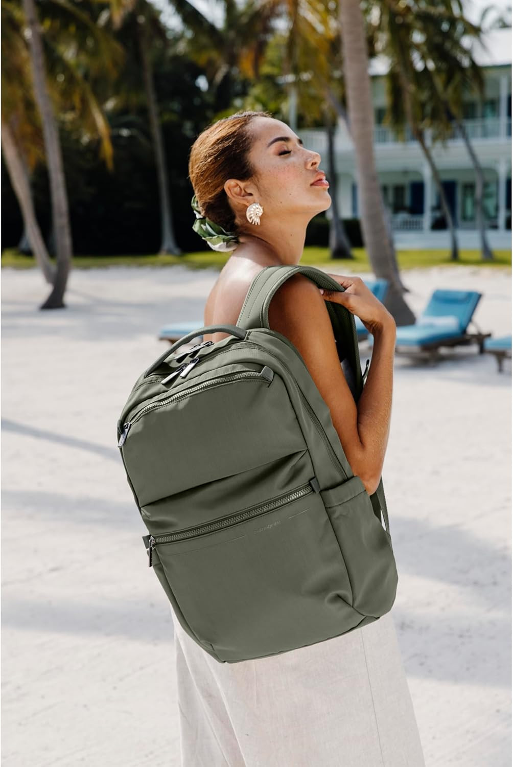 Stylish Olive Backpack with Laptop Compartment & Quick Stash Pockets