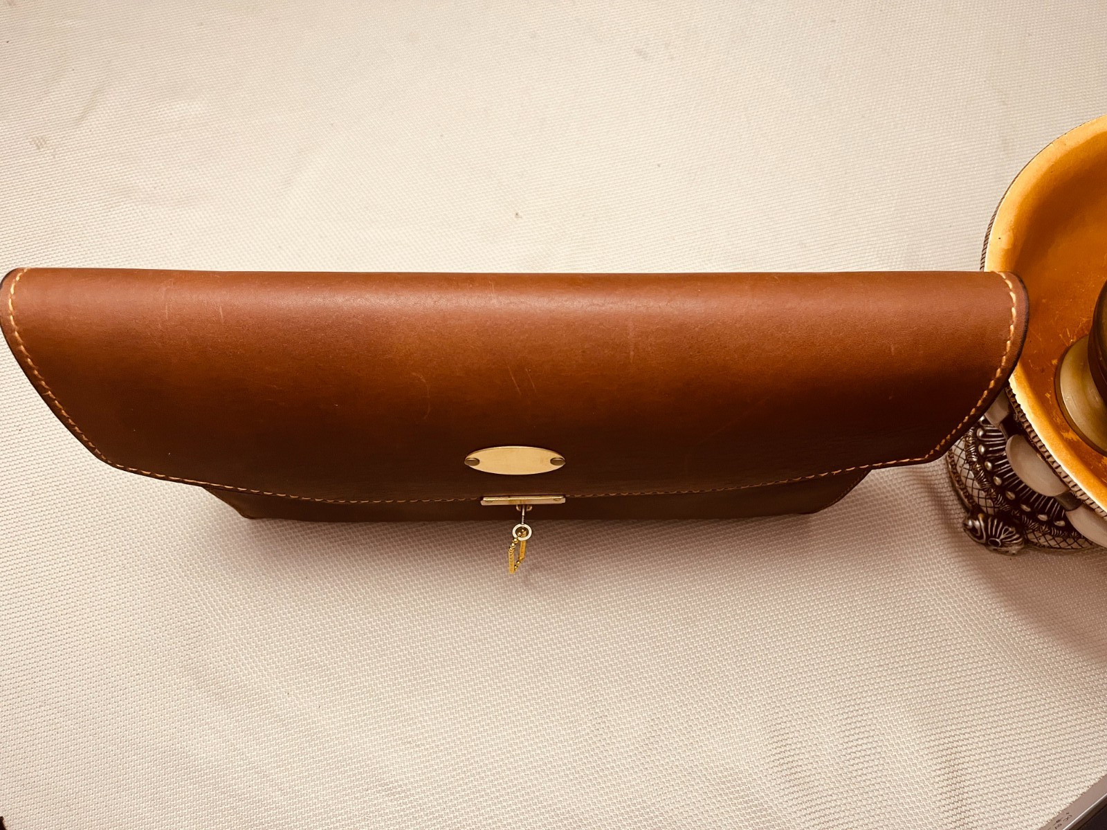 SCHLESINGER BROS. Thick Rustic Belting Leather Briefcase / Attaché / Portfolio