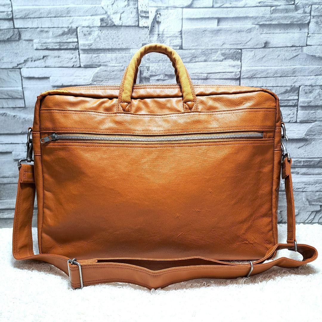 Authentic PORTER 2WAY Business Bag Briefcase 40cm x 29cm x 7cm Brown Damaged