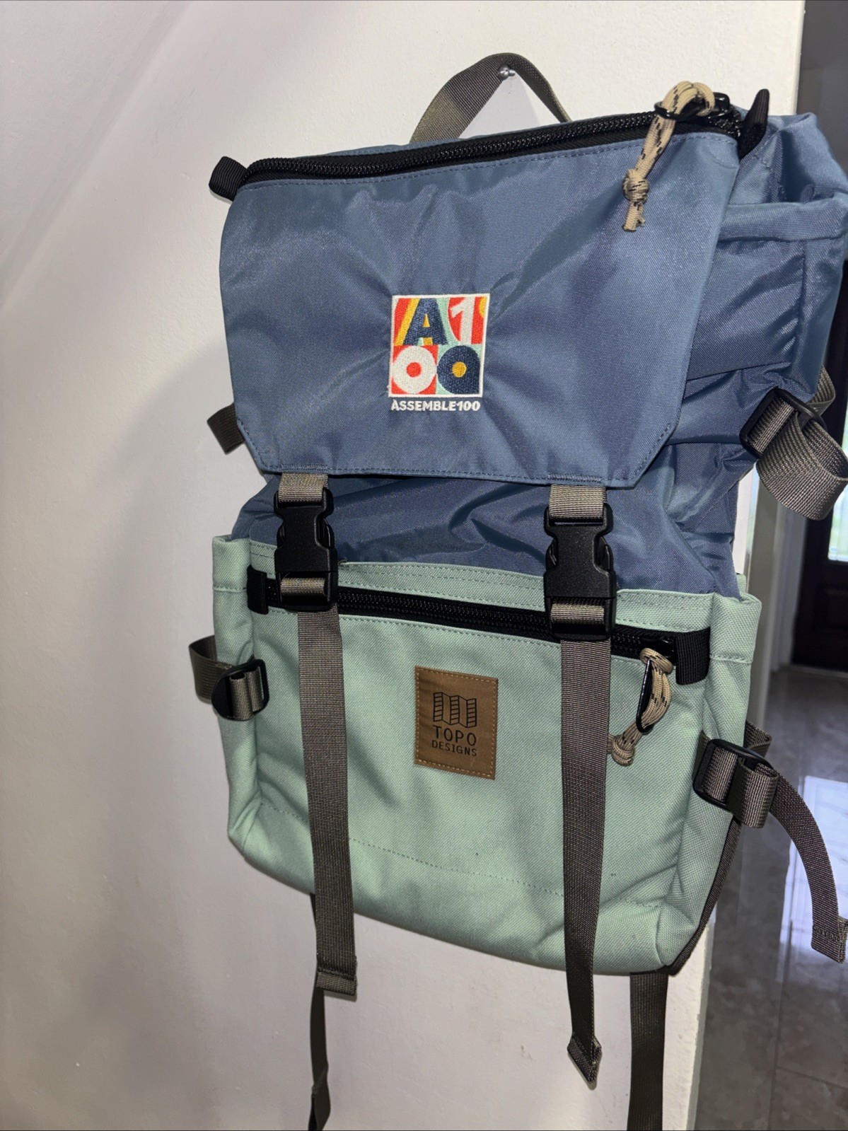 Topo Designs Assemble100 Edition Backpack Blue Green Rolltop Travel Laptop