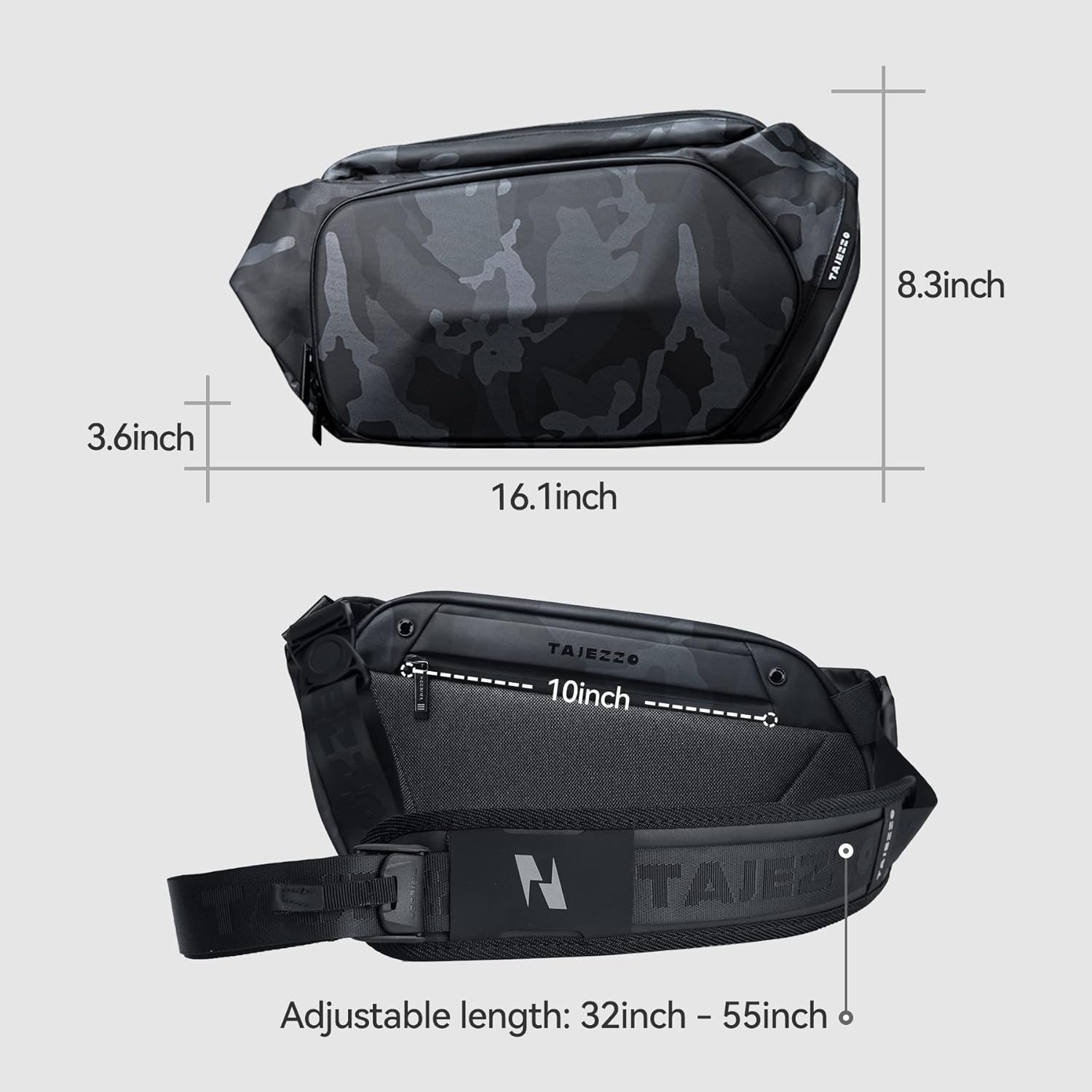 Waterproof crossbody bag black camouflage hiking outdoor bag large capacity