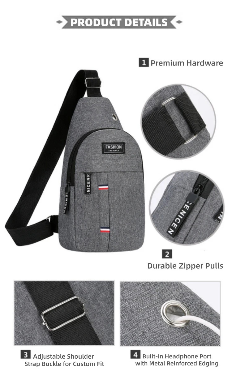Men’s Canvas Crossbody Sling Bag Shoulder Backpack Casual Travel Chest Pack US