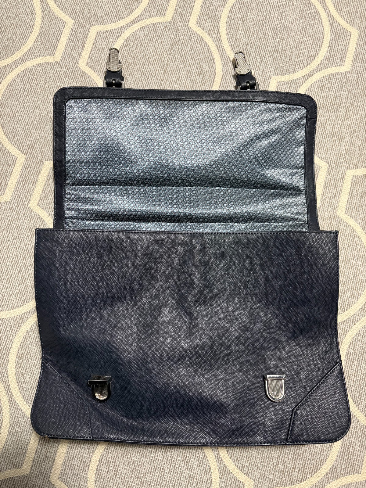 Ted Baker Saffiano Leather Buckle Front Satchel / Document Briefcase Bag
