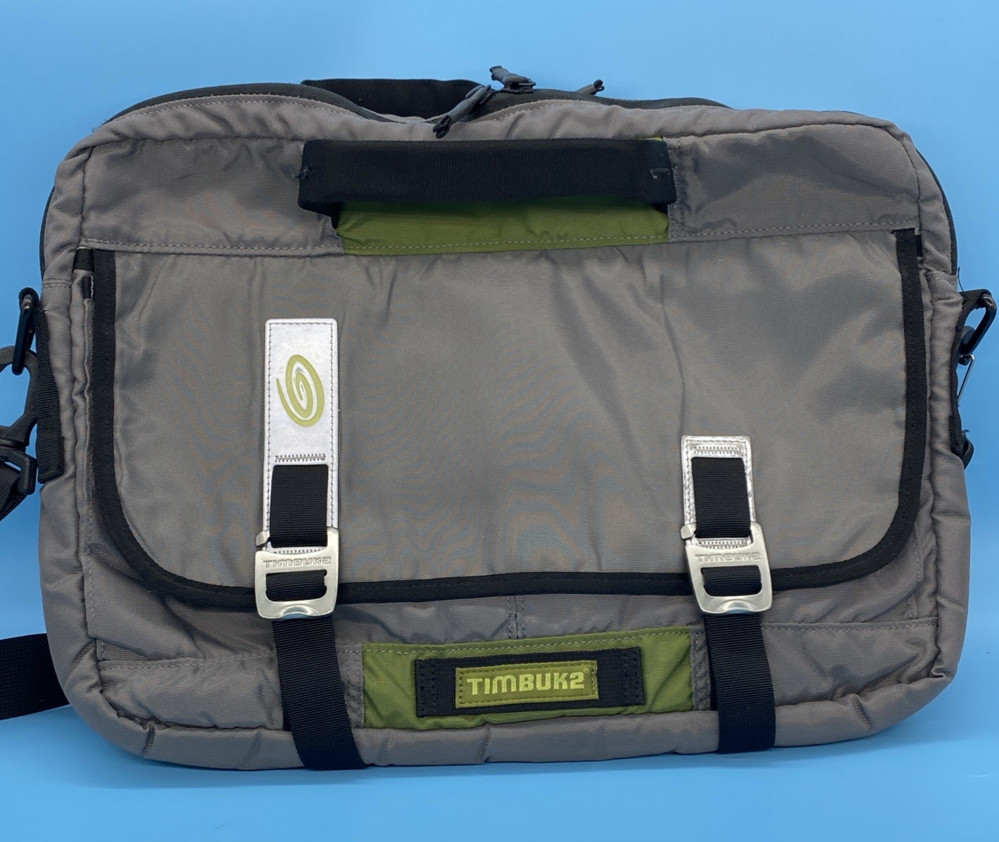 Timbuk2 Command Messenger Bag Gray Green Laptop Bag No Shoulder Strap Medium