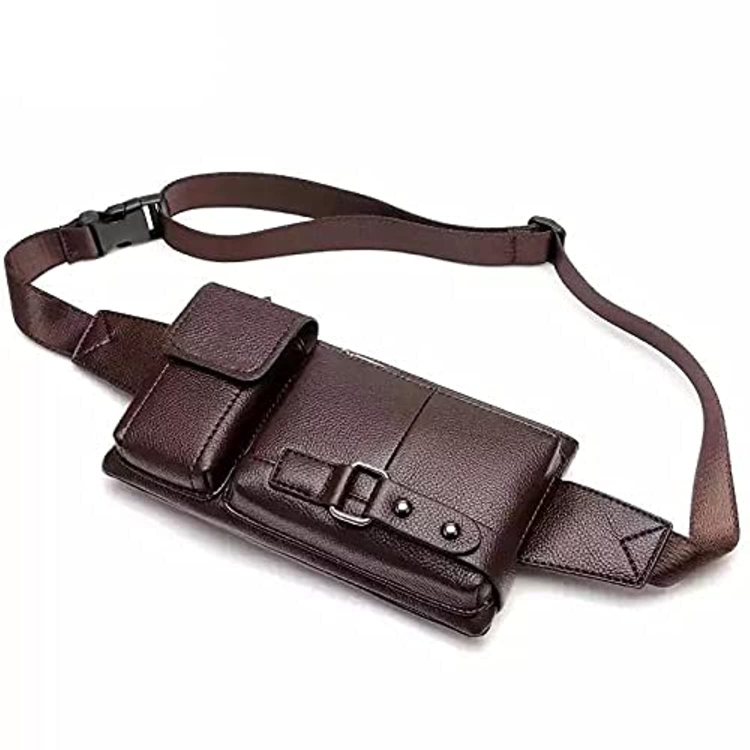 Mens Leather Sling Bag Chest Shoulder Backpack Waterproof Crossbody Travel Pack