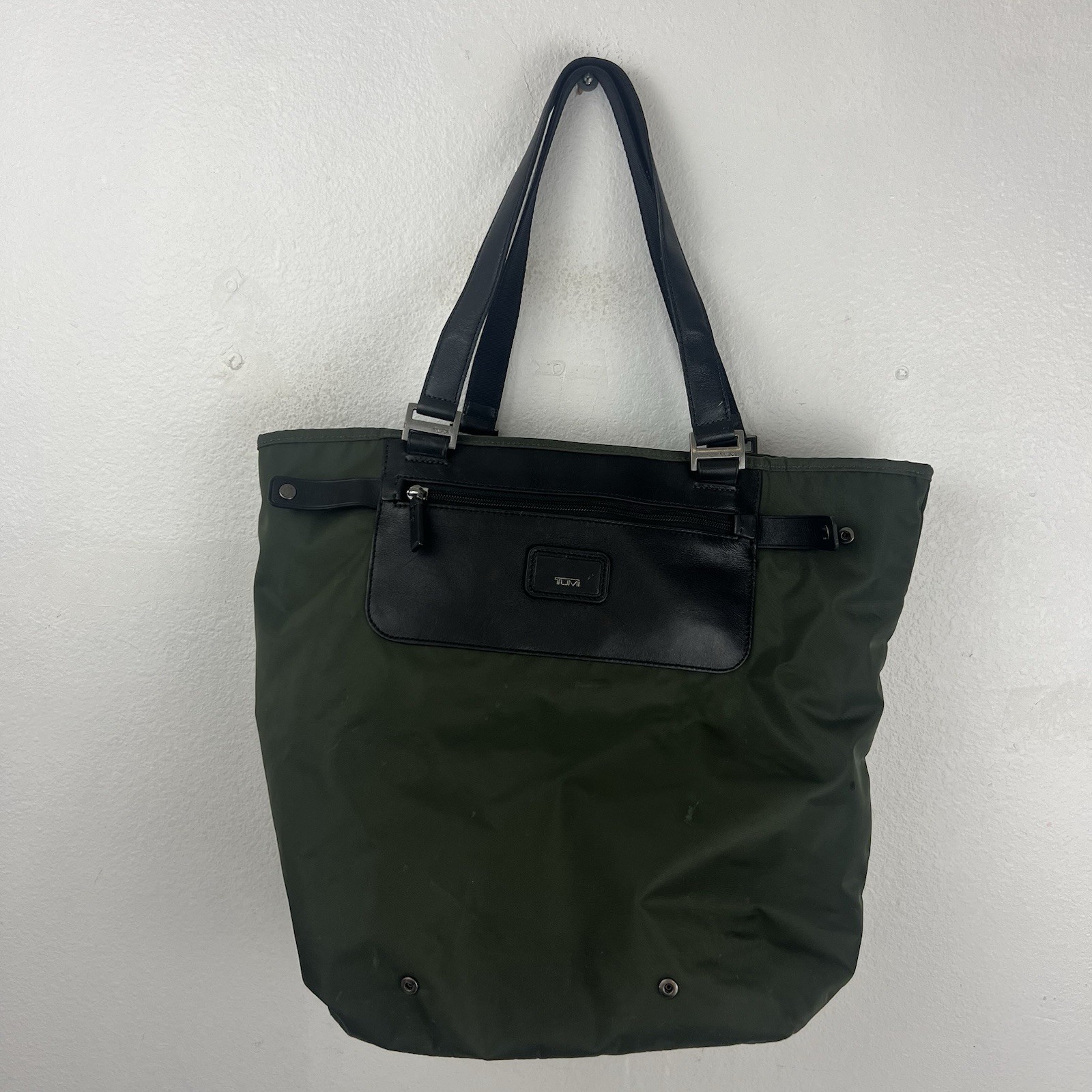 Tumi Pack-a-Way Tote 100% Nylon Leather Handels Green