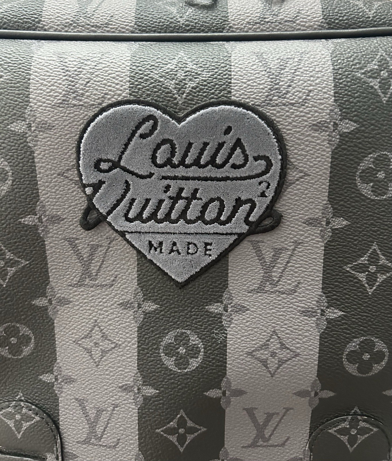Louis Vuitton x Nigo Monogram Eclipse & Grey Stripes Utilitary Backpack LV Heart
