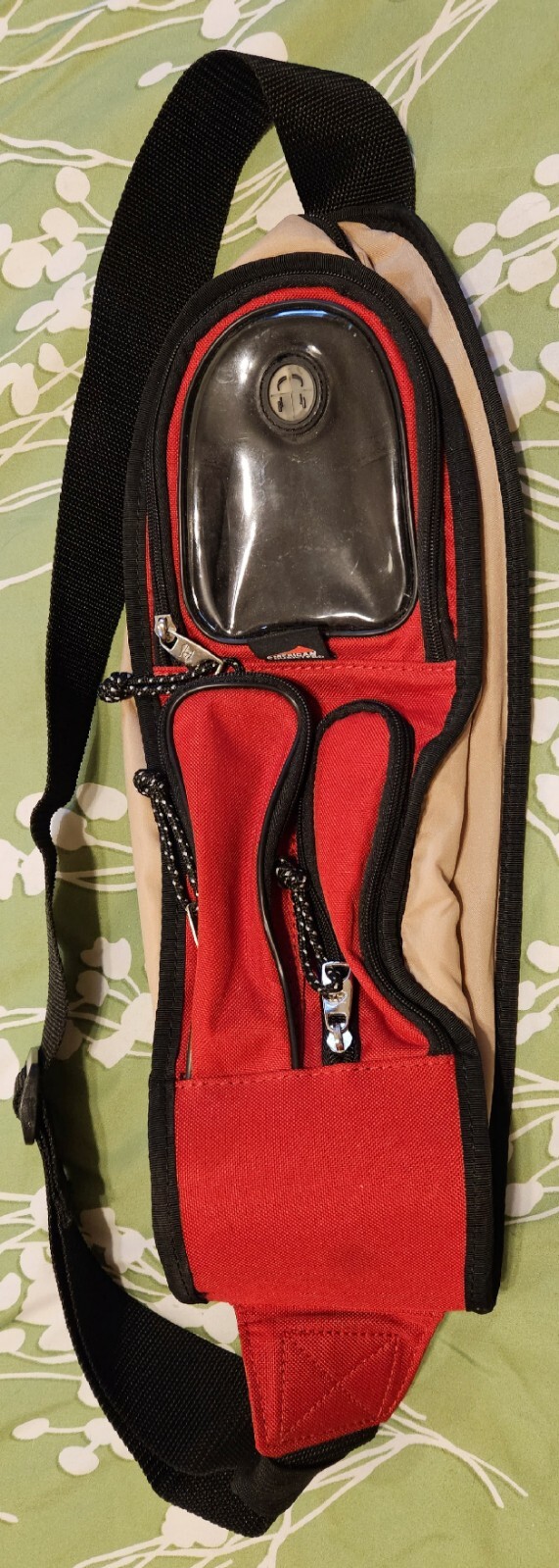 American Tourister Sling Backpack Red, Black & Tan
