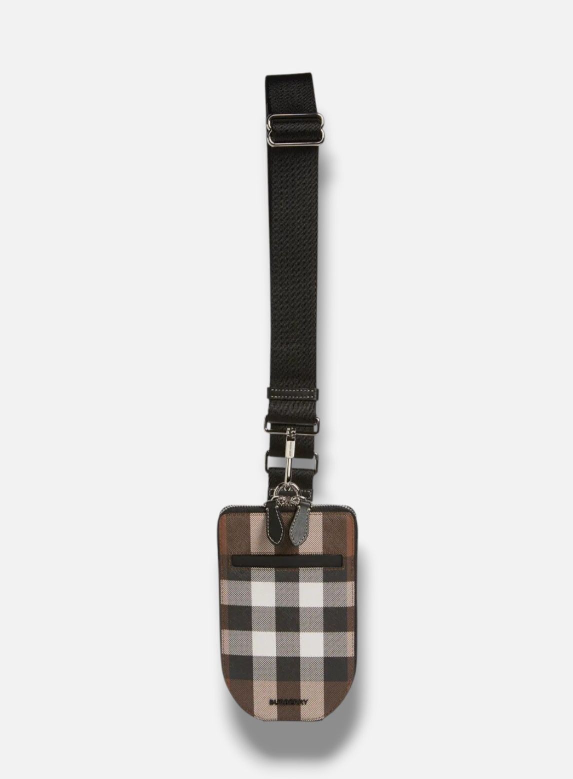 Burberry Men Brown Check Phone Case Crossbody Bag