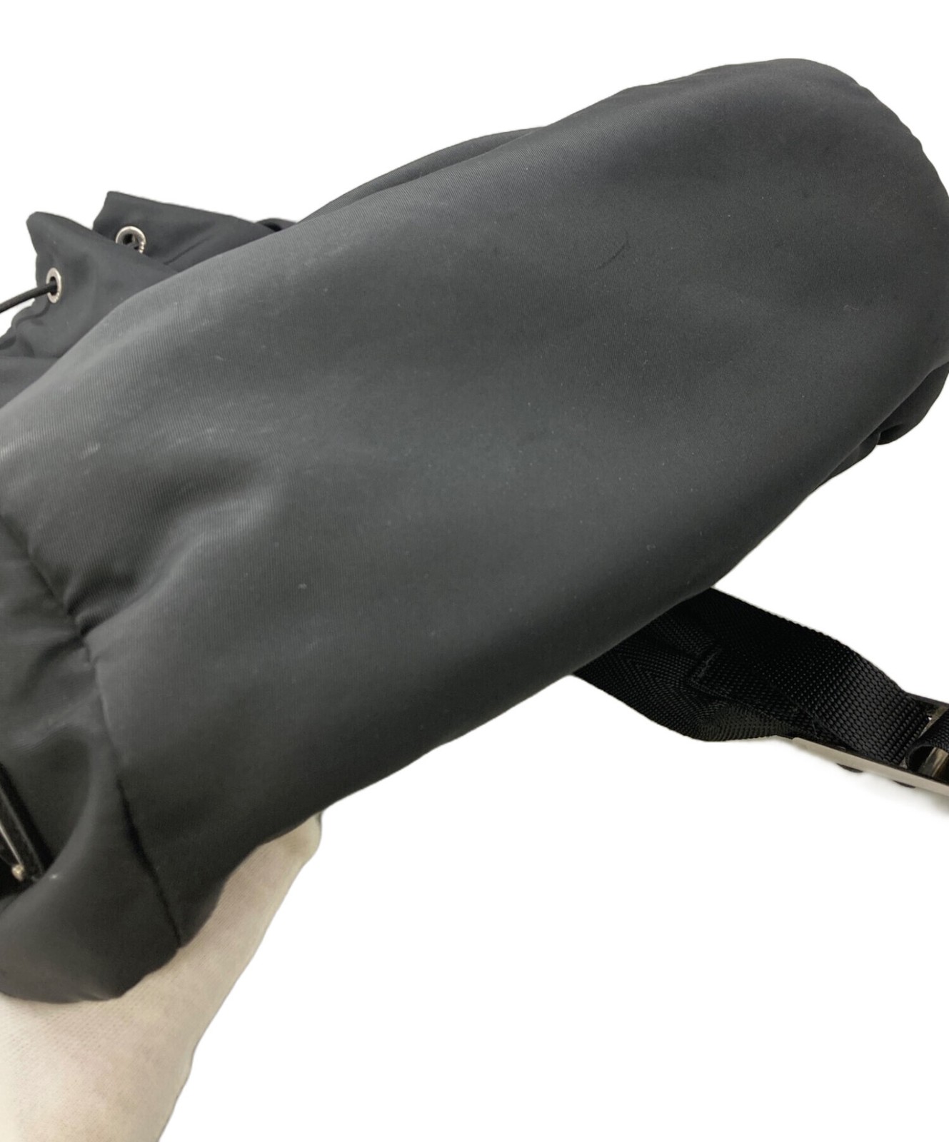 Prada Nylon Backpack Rucksack Daypack Bag Black Double Buckle Drawstring 2VZ135