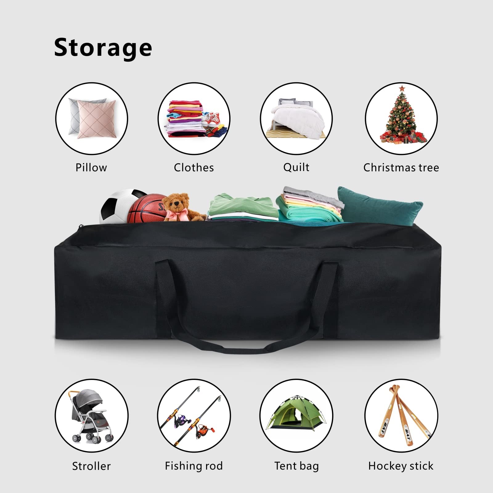 TOPDesign 1Pack 46 Inch Extra Large Zippered Duffel Bag for Travel Camping Sp…