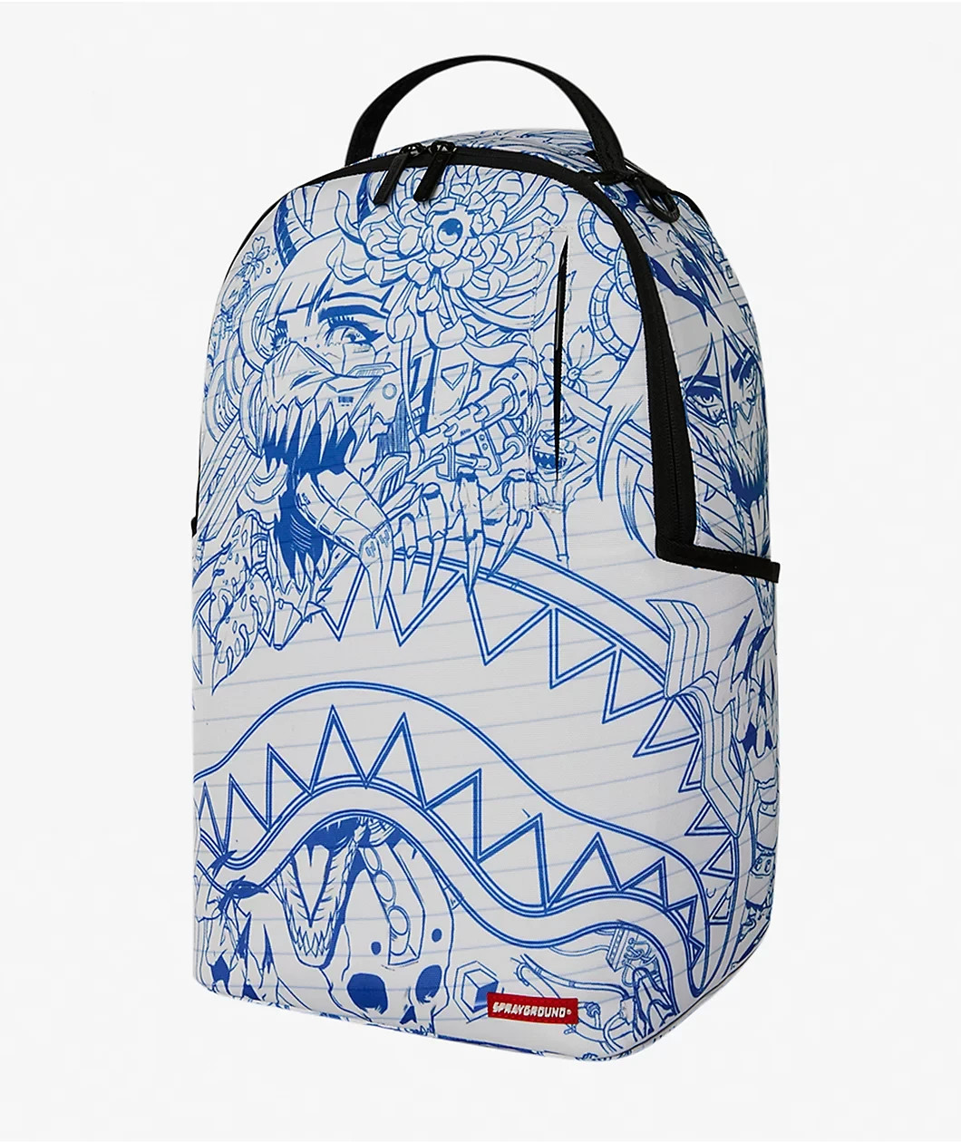Sprayground Blue Ink Doodle Backpack🔥New Black Bookbag Large School Bag