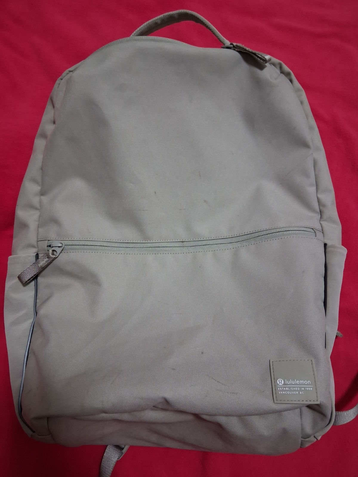 Lululemon Double Zip Backpack 22L Raw Linen/Grey Eucalyptus Back To School