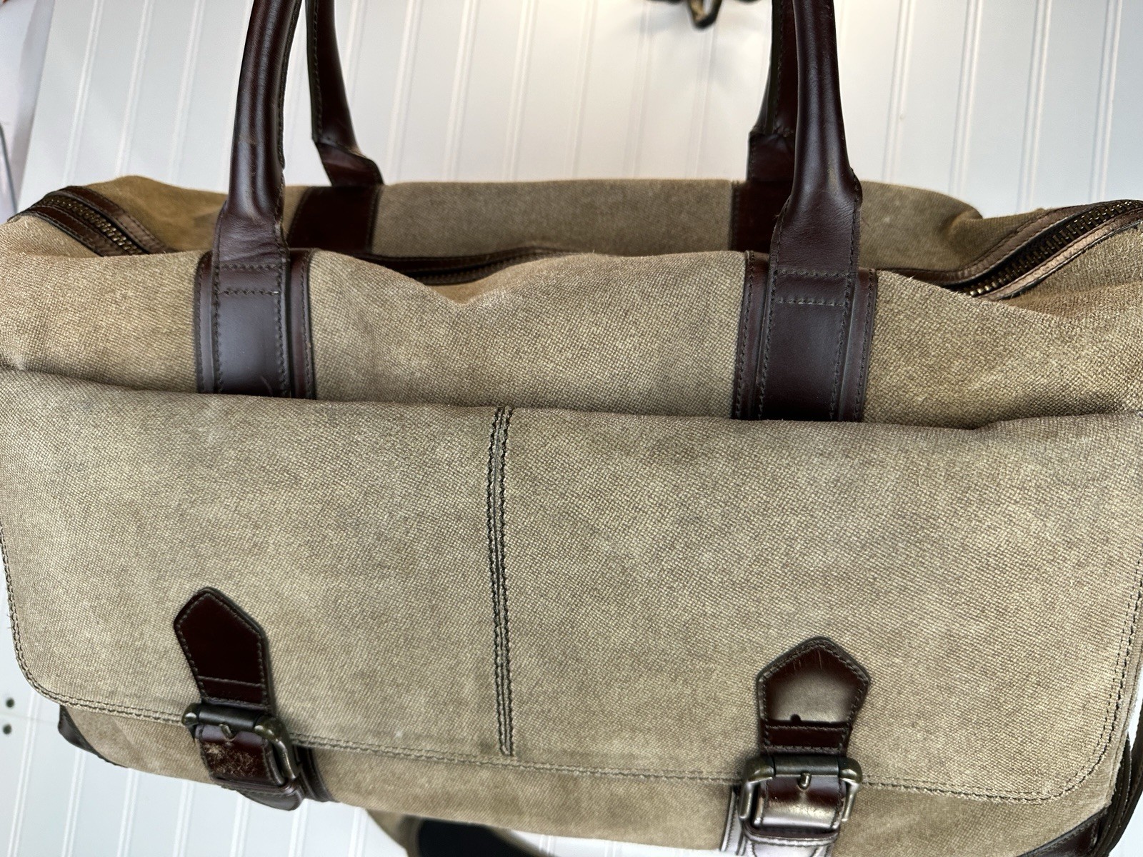 Johnston & Murphy Canvas and Leather Travel Duffel Bag – Large 20 x 12 x10