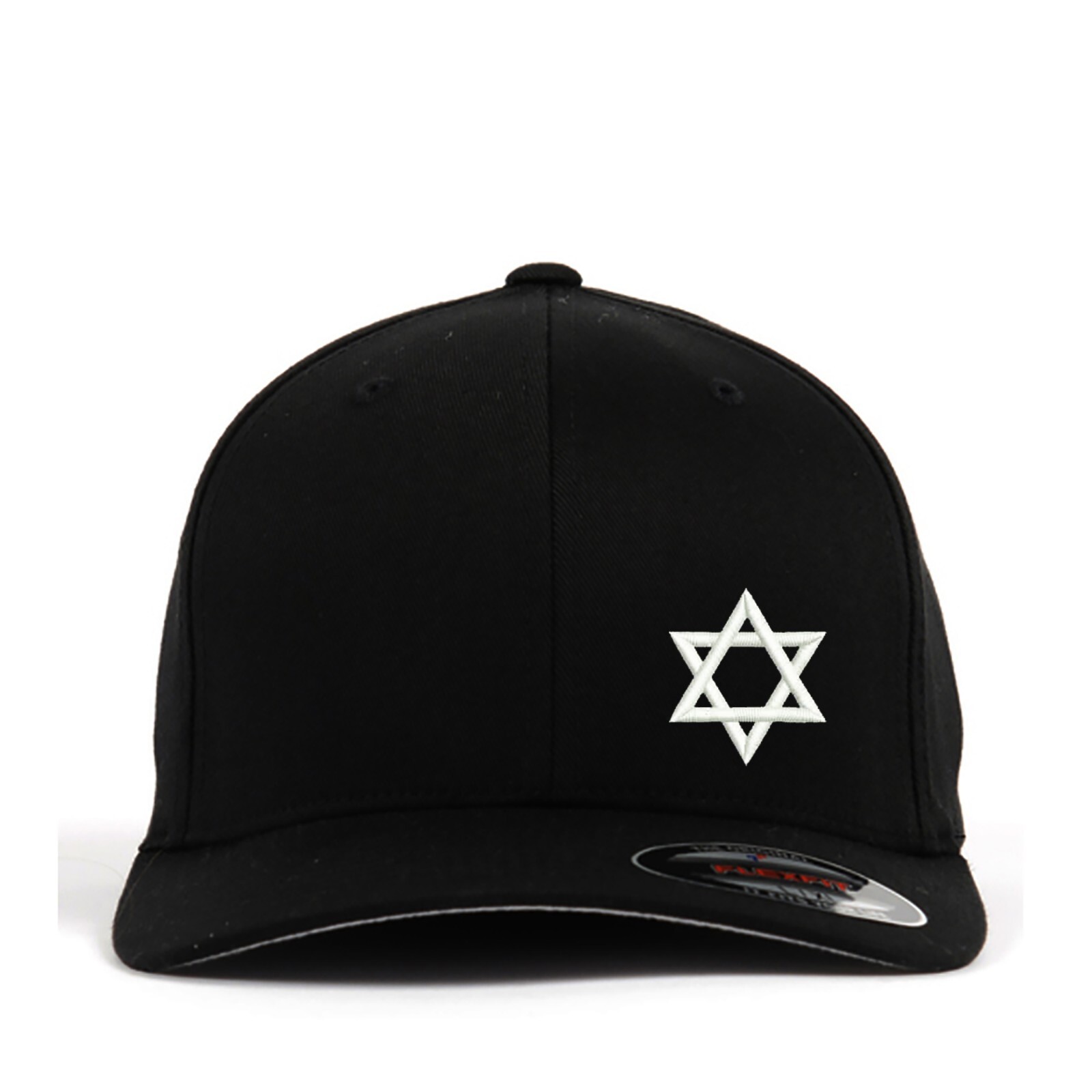 Star of David embroidered flexfit flex fit baseball cap, custom fitted cap