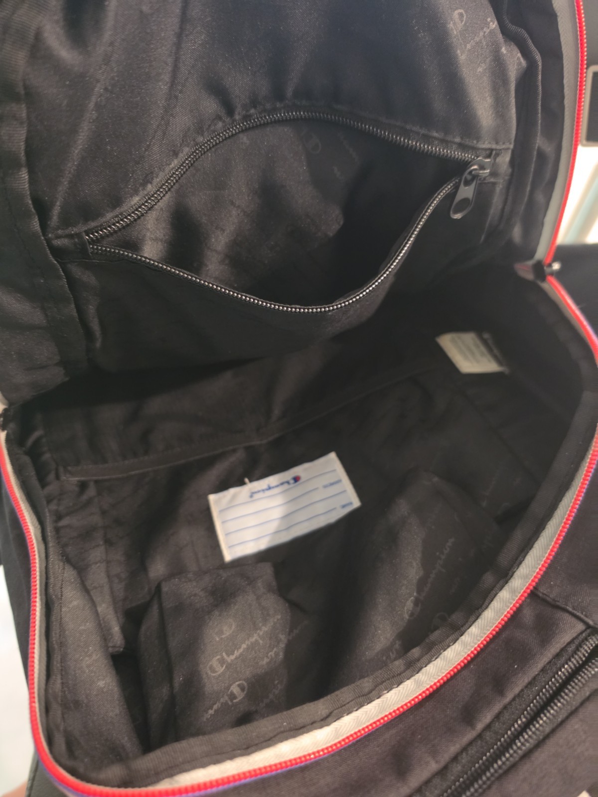 Black Champio Hesther With Applique Logo Laptop Backpack Large Multi Zip Comp