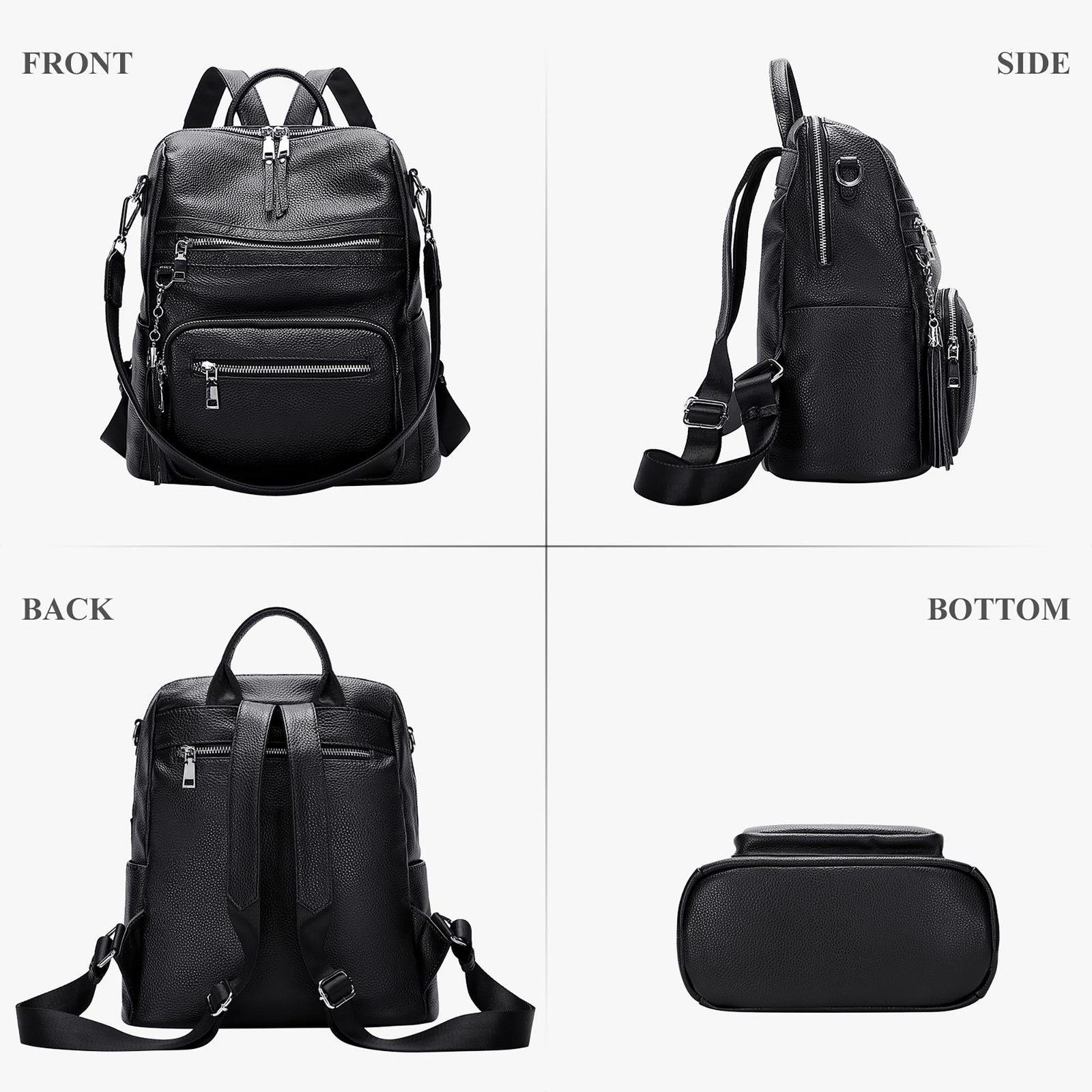 Genuine Leather Backpack Purse for Large Shoulder Bag With Laptop Compartment…
