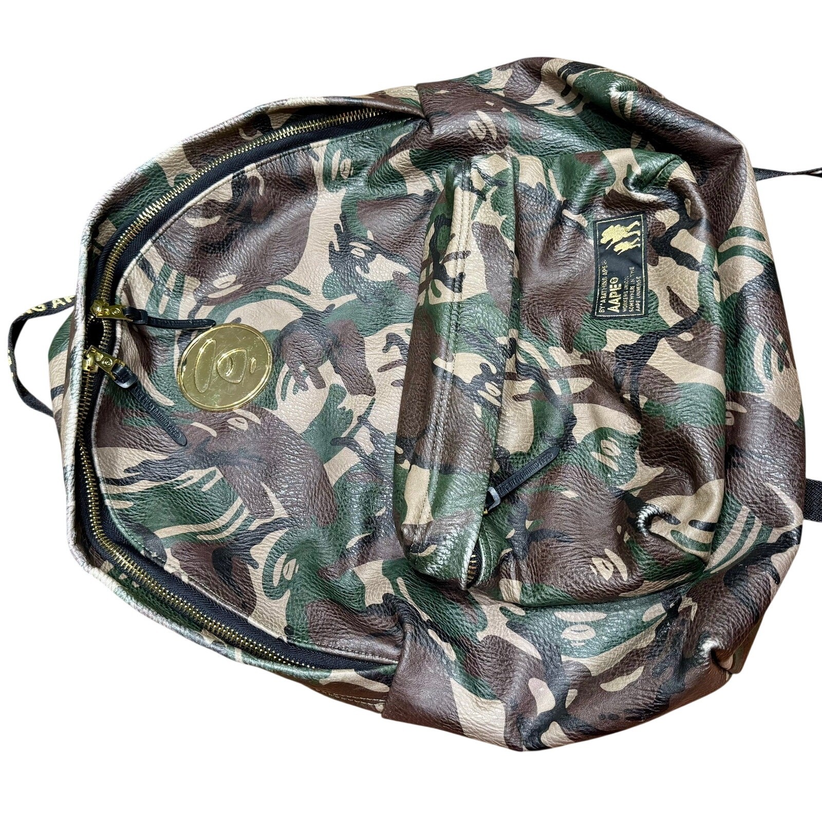 A bathing Ape AAPE camo backpack limited edition Sold Out, gold Moonface, green