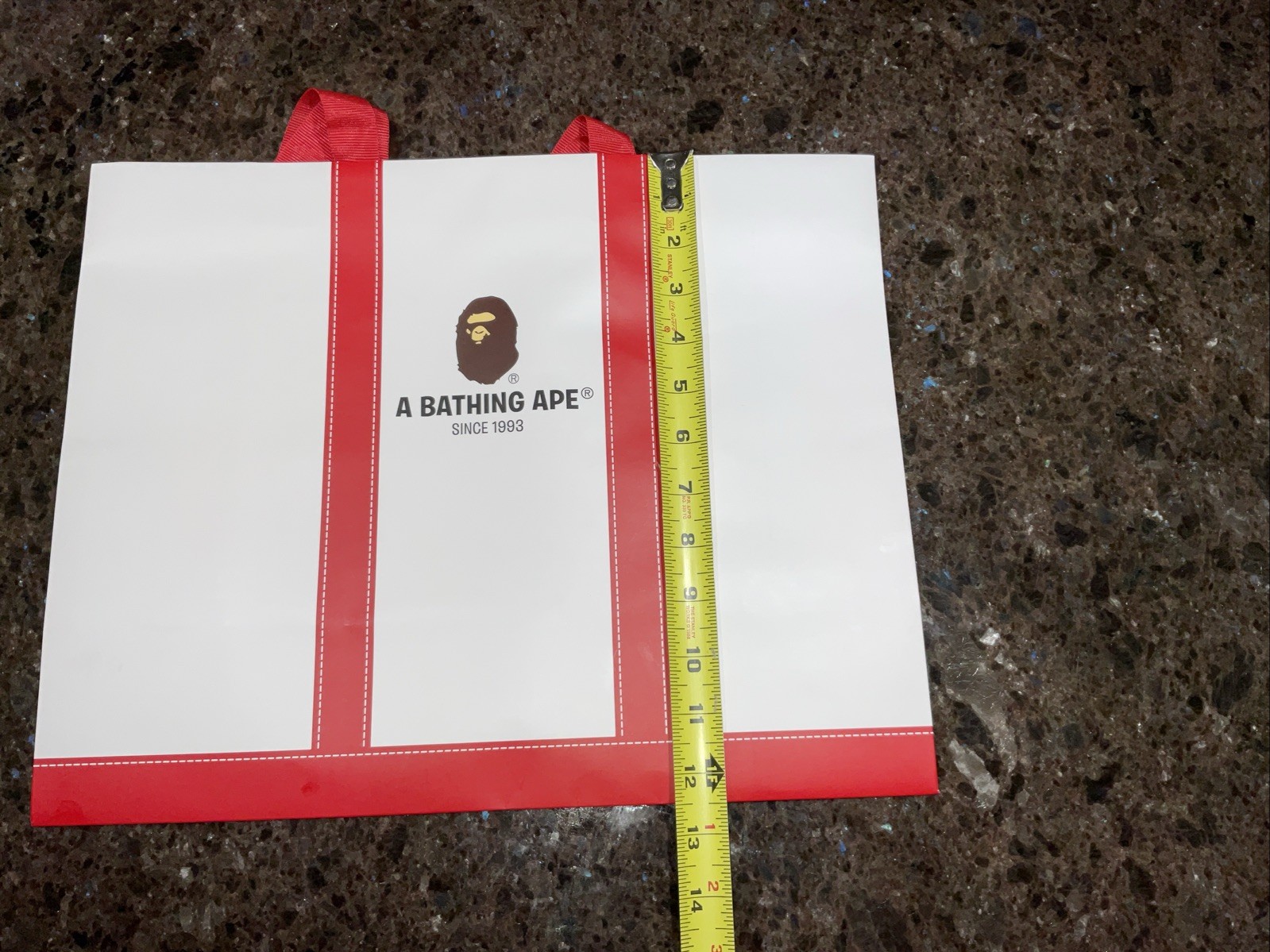 A Bathing Ape Shopping Bag, Red & White, 15.5” x 12.5” x 6.5” Free Shipping