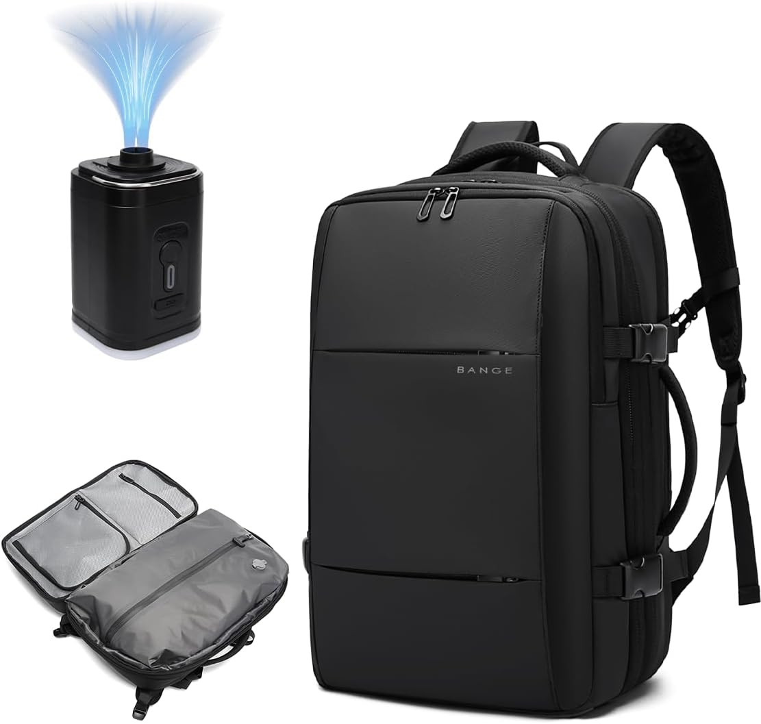 Secure Expandable Travel Backpack with Vacuum Compression Pump