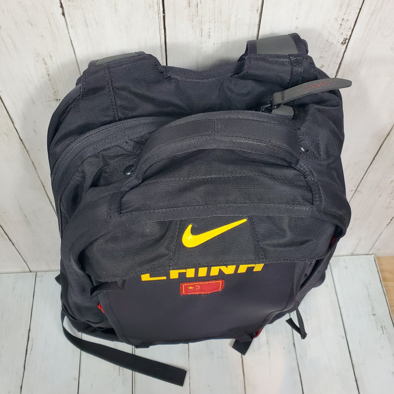 Nike Olympic Sample Backpack Black Yellow Large “CHINA” Multipocket Y2K Vintage
