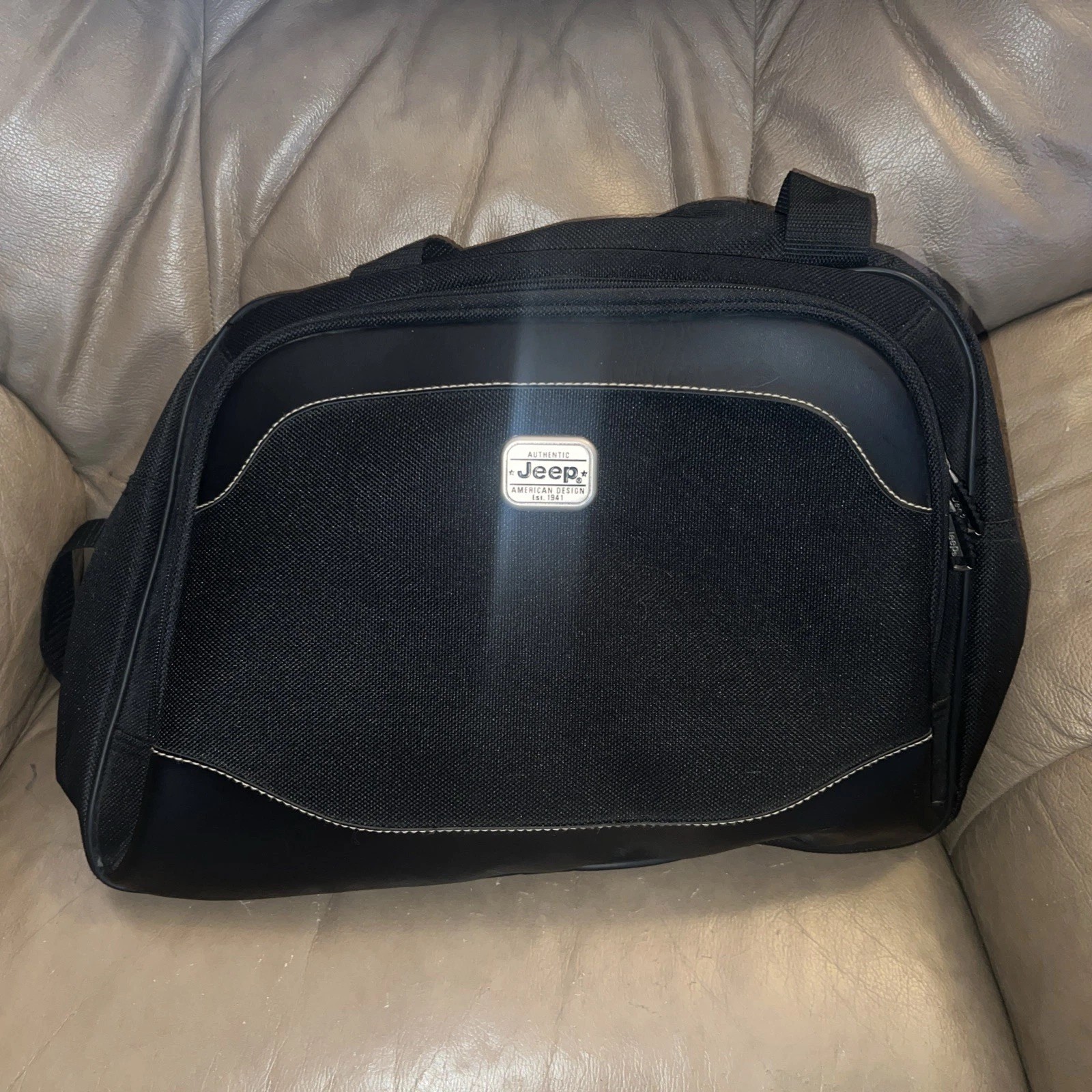 Jeep Authentic Messenger Bag Black Tool Equipment Shoulder Carry Bag Satchel Zip
