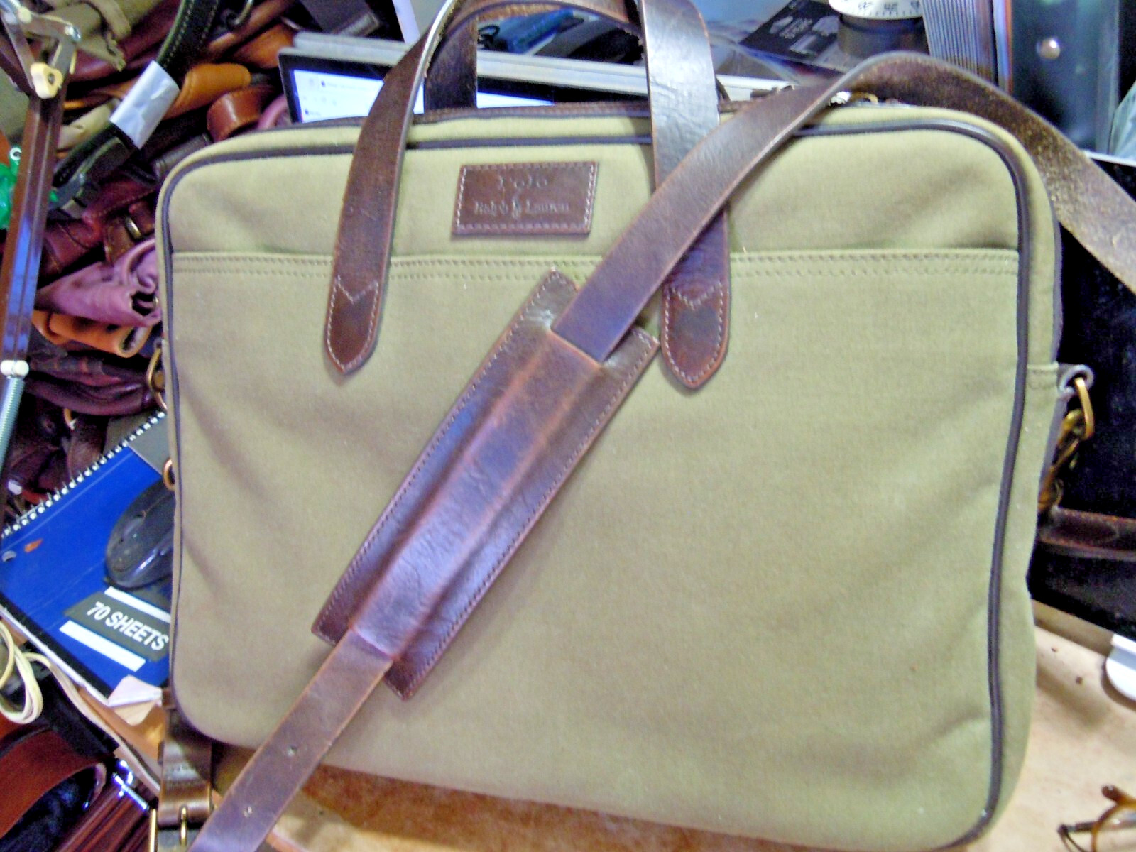 vintage POLO Ralph Lauren Commuter Gentleman’s Leather slim Briefcase Bag