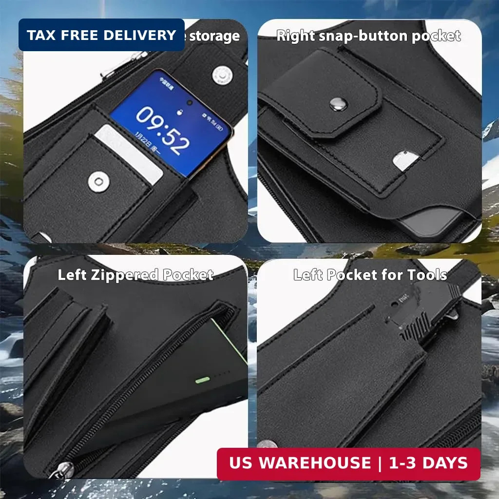 Double Shoulder Armpit Chest Bag for Men,Adjustable Shoulder Underarm Bag Hidden
