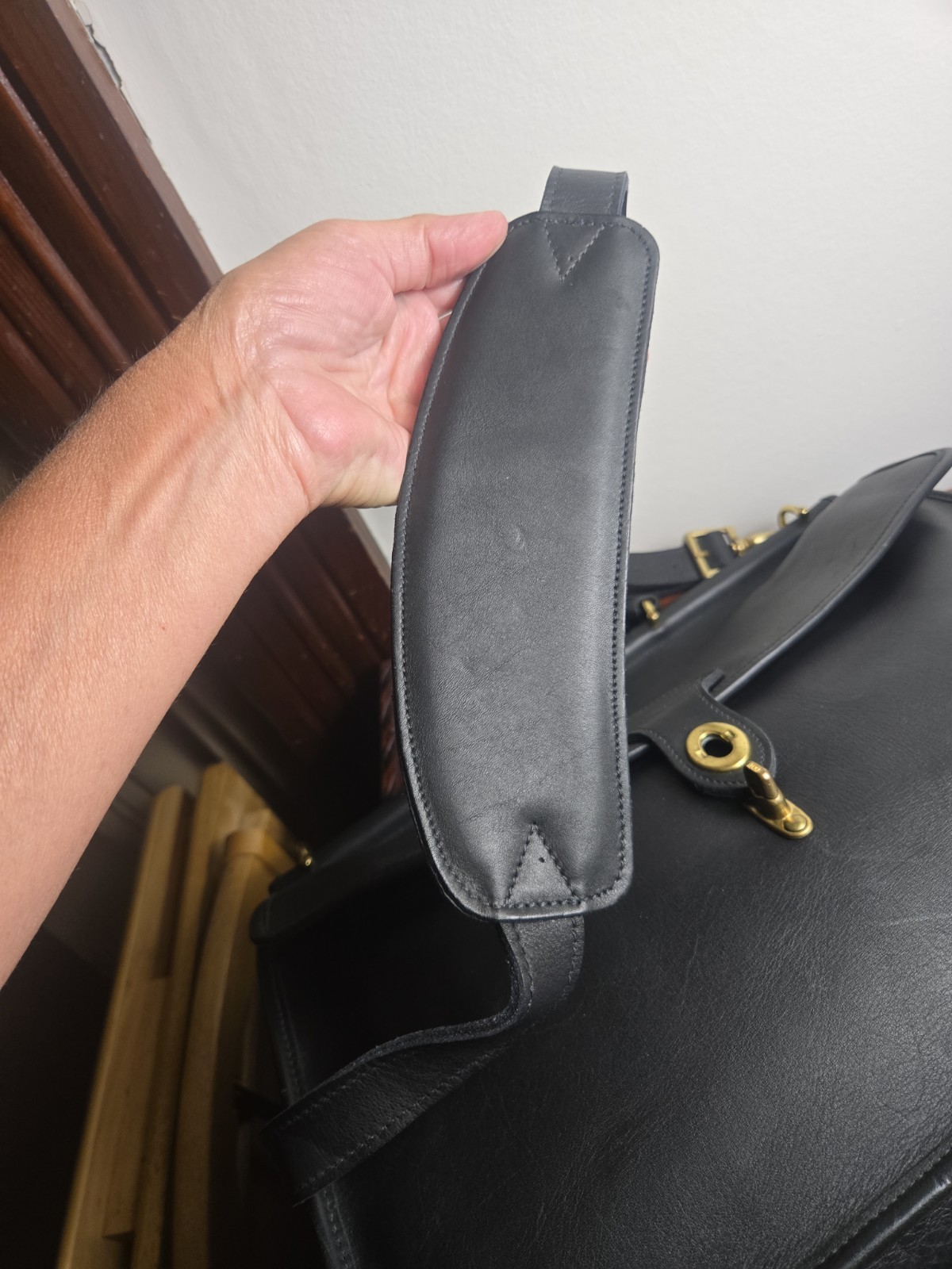 JACK GEORGES Vintage Briefcase Leather Black