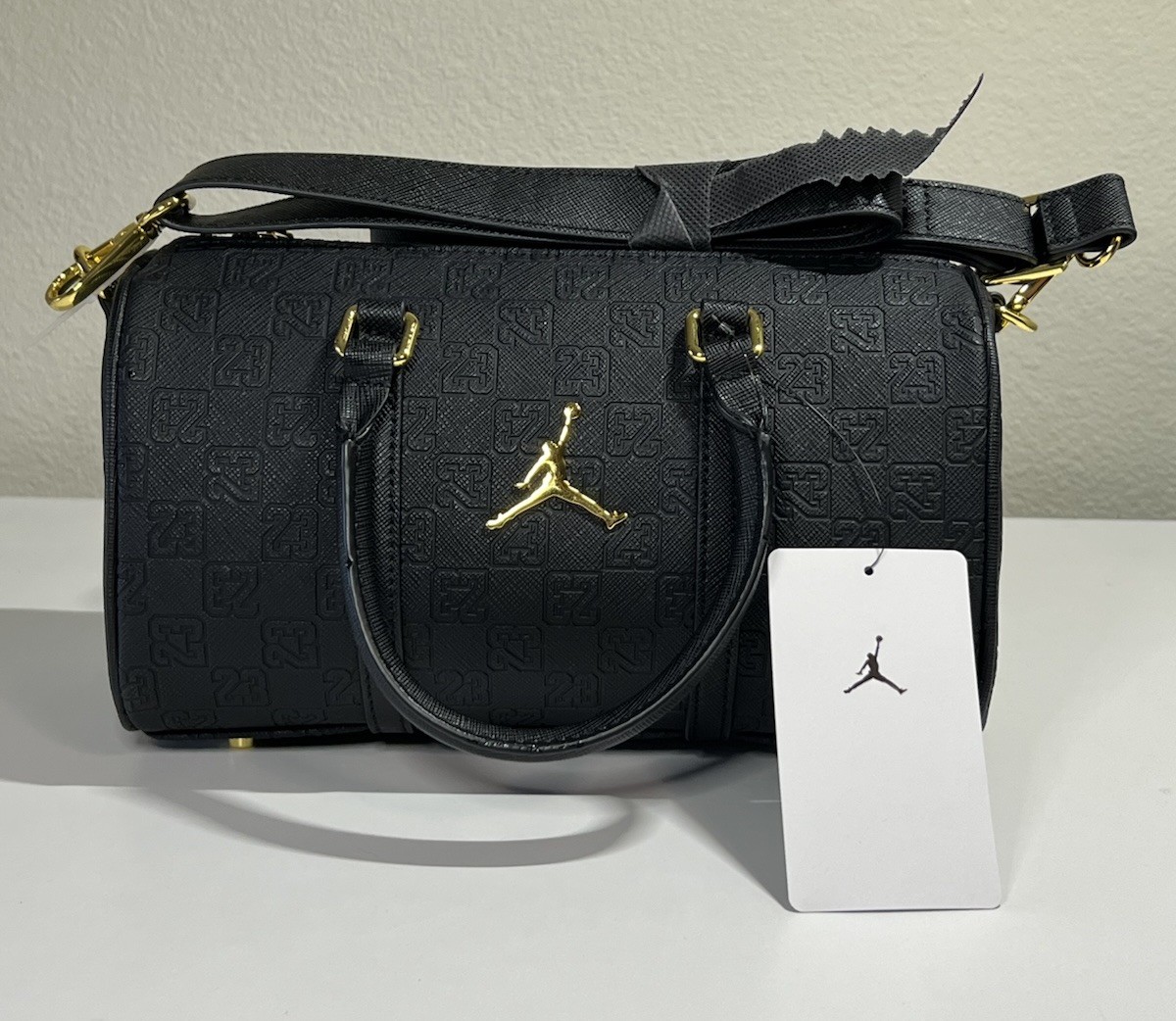 Nike Air Jordan Jumpman Monogram Mini Duffle Bag 3L Black Gold MA9169-K5X NWT