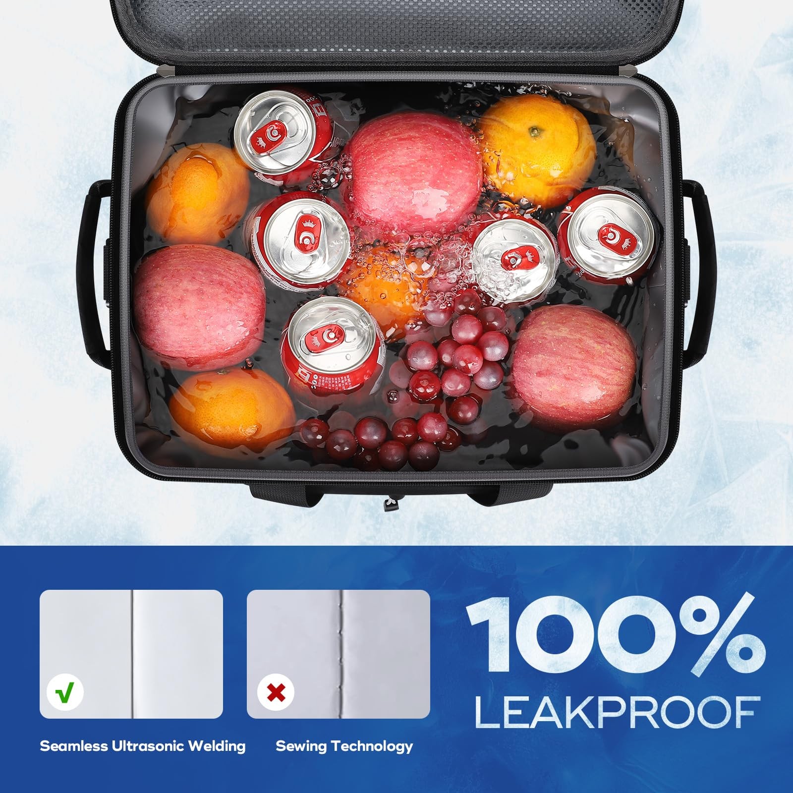 40Can Collapsible Soft Cooler Bag, Leakproof Insulated Ice Chest