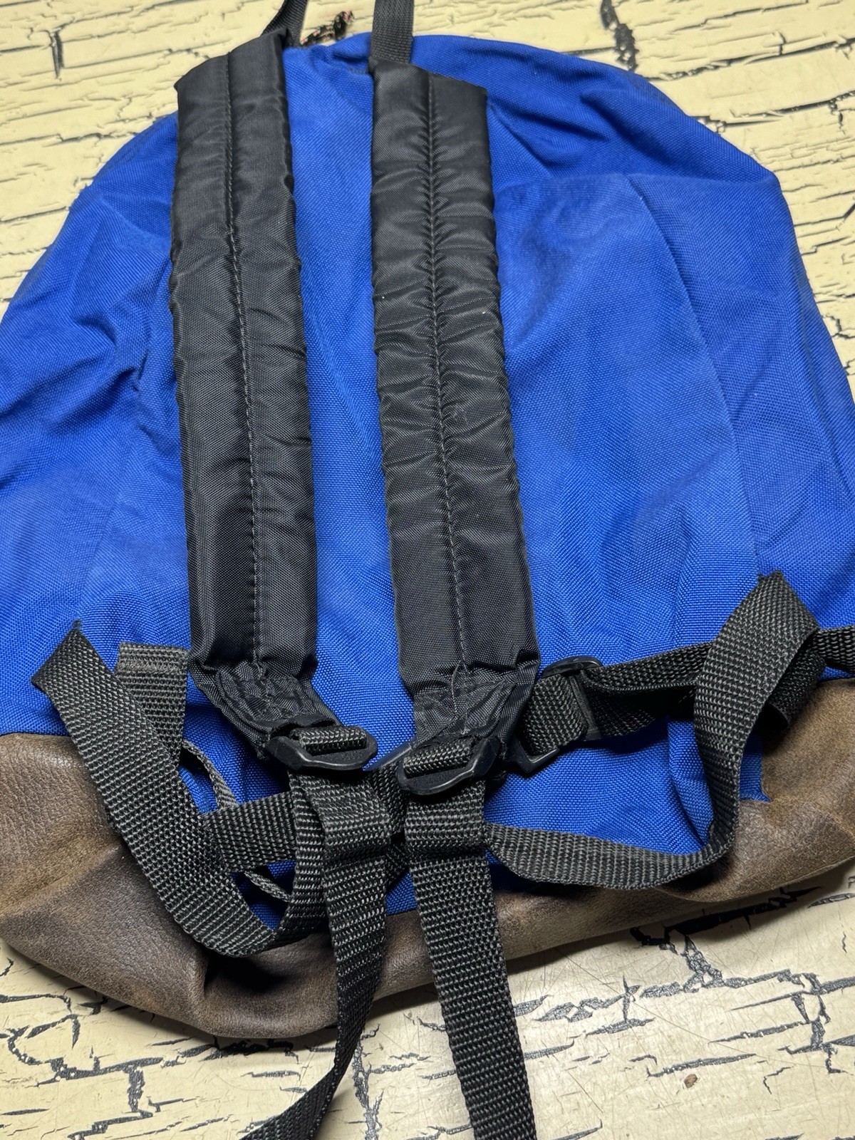 VTG JanSport Leather Bottom Backpack Blue School Bag Back Pack 90s Gorpcore Y2K
