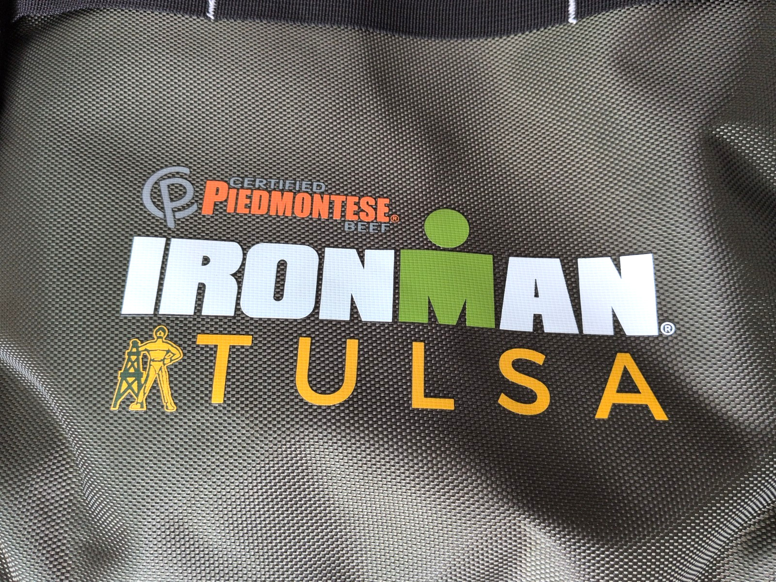Ironman Tulsa Backpack Green Yellow Event Finisher Bag Padded Straps Zippered