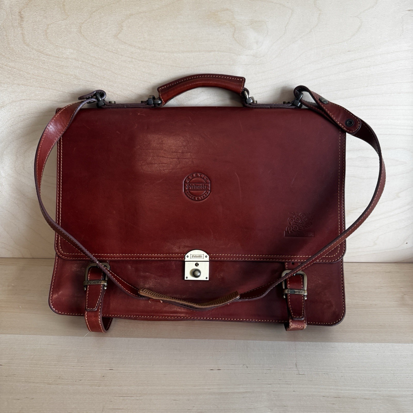 Pielnoble Rustic PR703 Leather Briefcase Made in Spain Pop Rocks Inc Rare