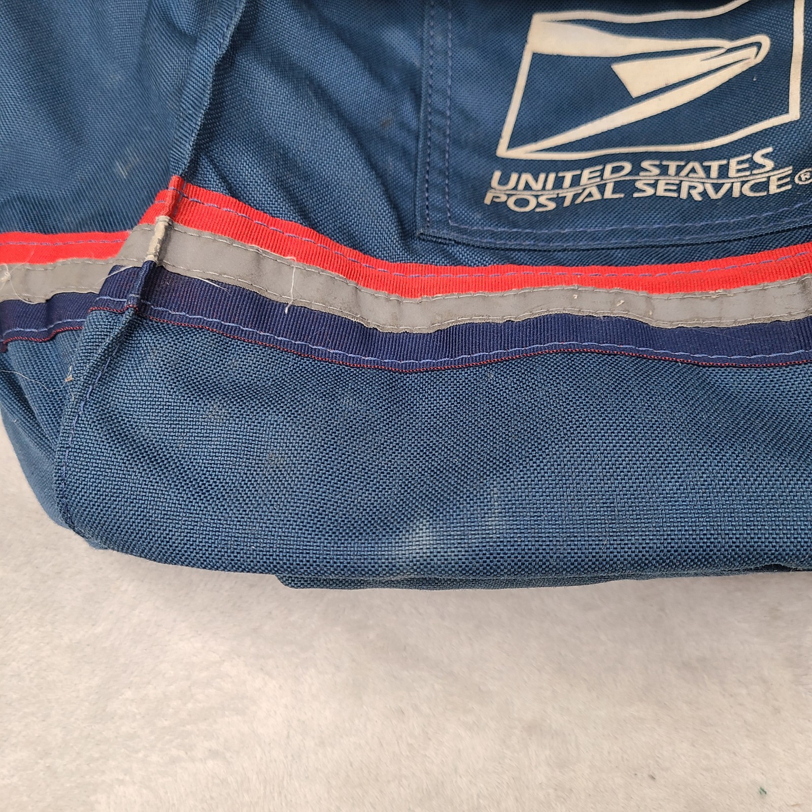 Vintage USPS Mail Carrier Bag Blue Canvas Messenger Satchel w/ Leather Strap
