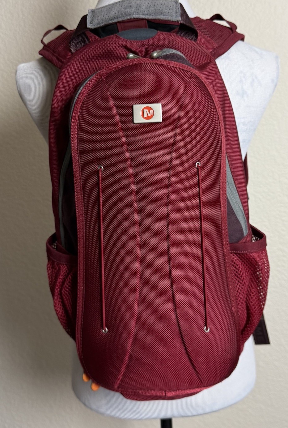 Merrell Backpack Dark Red Canvas Hard Shell Hiking Medium Unisex Outdoor