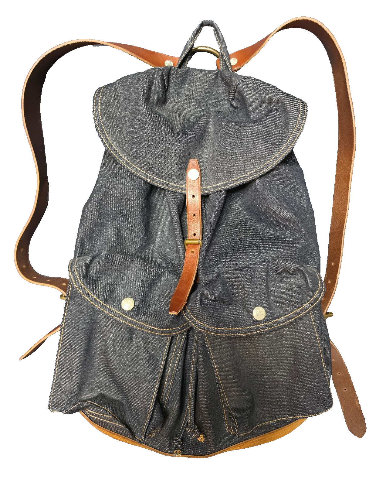 RRL • Riley Denim Rucksack w/ Leather Trim – True Indigo • Double RL