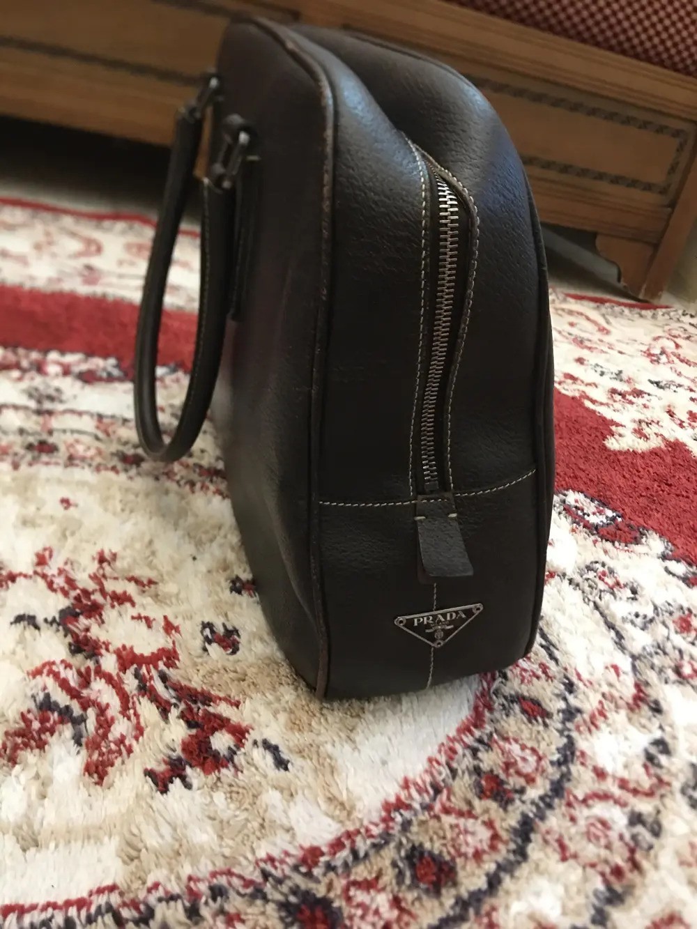 Prada Leather Briefcase Bag Safaiano Brow Luxury Shoulder Travel