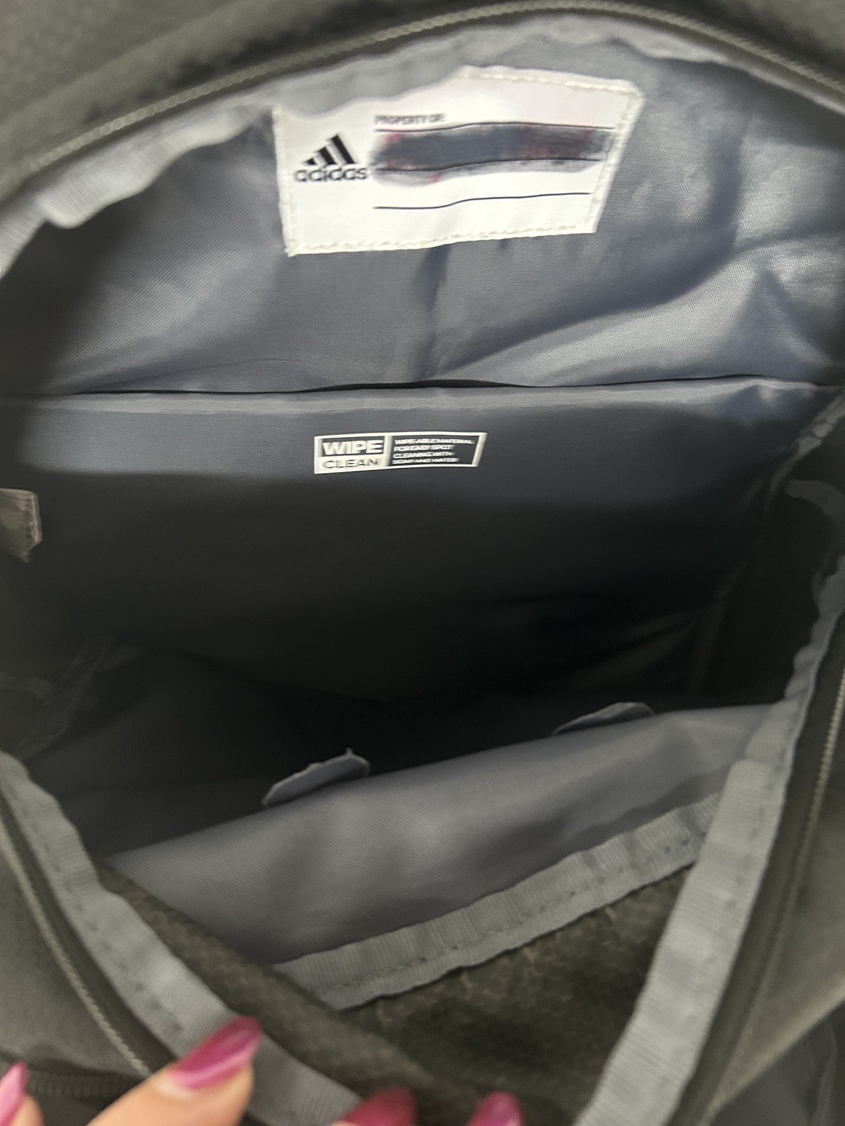Adidas Black Backpack – 4 lrg zip pockets & 2 side pockets for water bottles