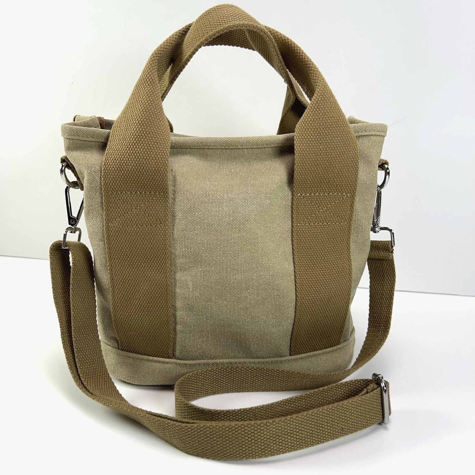 CANVAS Tote Top Handle Crossbody Zip Top Multi Pockets Organizer Travel Bag Tan