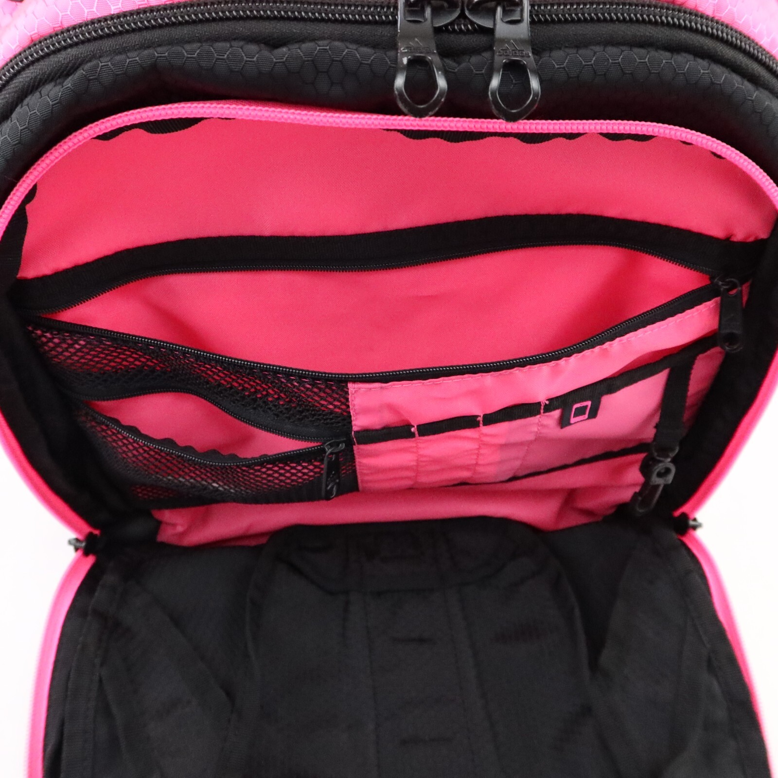 Adidas Load Spring Backpack Black Pink Laptop Tablet Sleeve Pockets Side Pockets