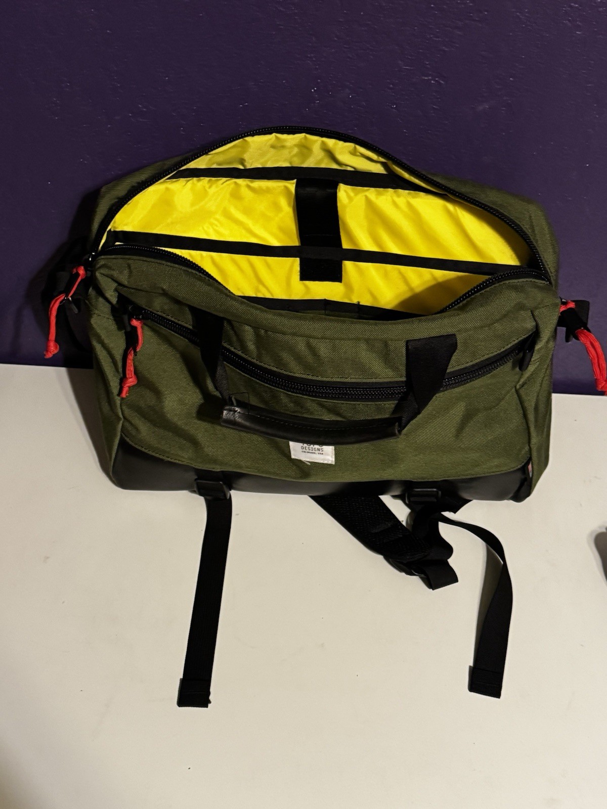 Topo Designs Commuter Briefcase Convertible Backpack Olive Green Huckberry Rare