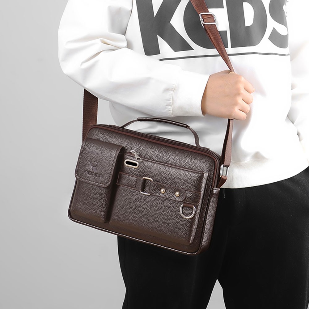 Laptop Shoulder Bag Zipped Document Messenger Briefcase Work Travel Office Strap