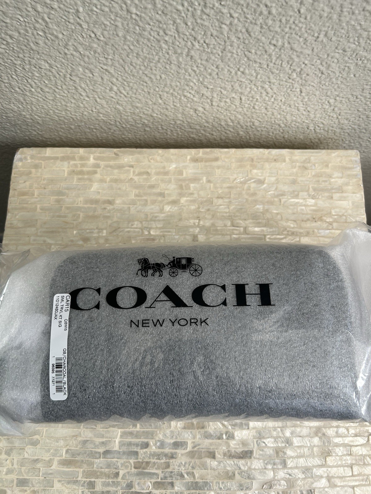 Coach Small Travel Kit In Signature Canvas and calf leather Charcoal/Black CAR15