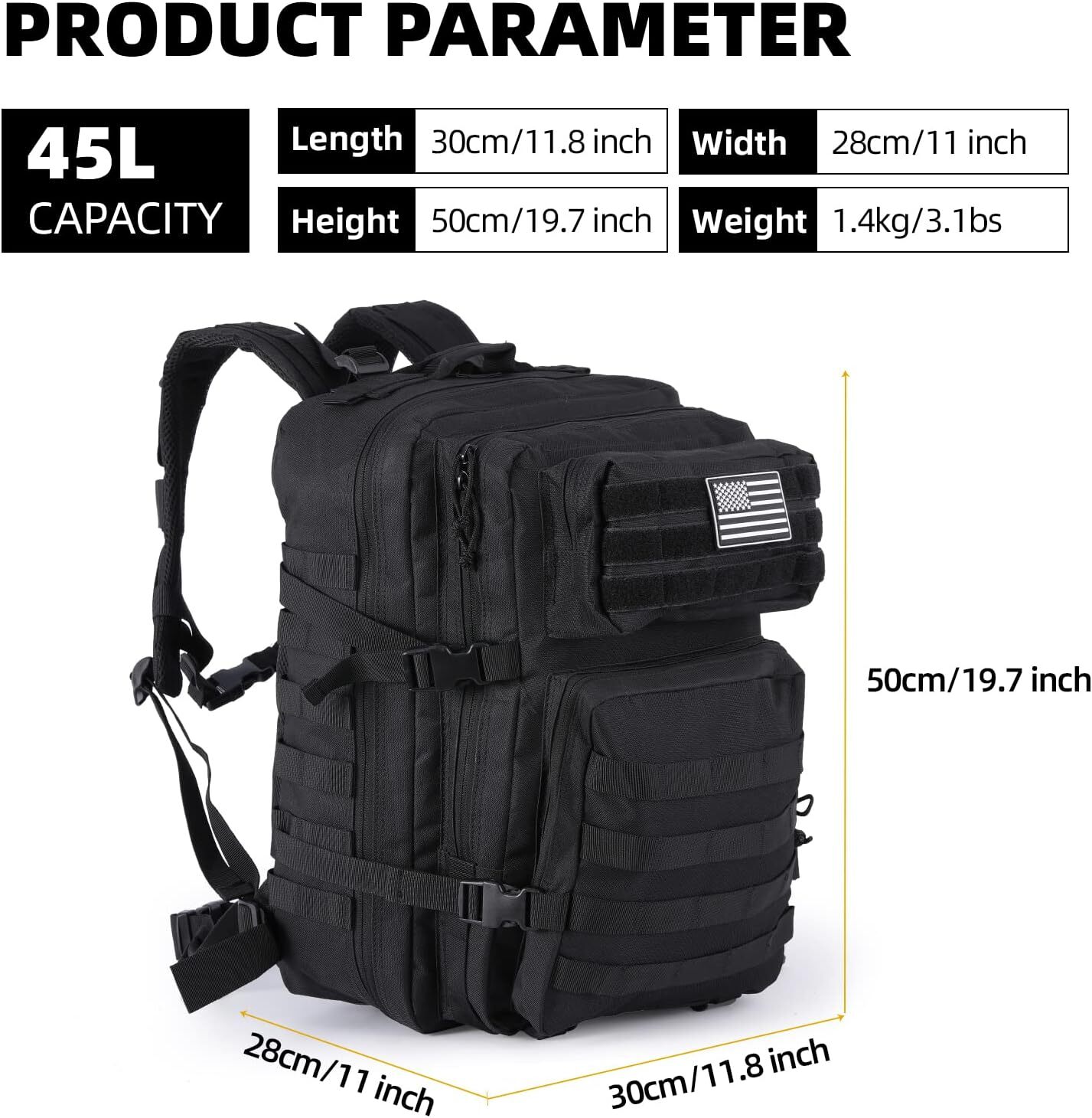 Military Tactical Backpack Large Army 3 Day Assault Pack Men Bugout Bag Rucksack