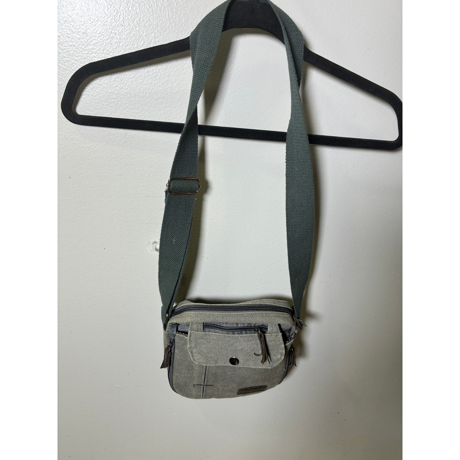 Harwish Gray Canvas Crossbody Bag Small Utility Messenger Tactical Travel Pouch