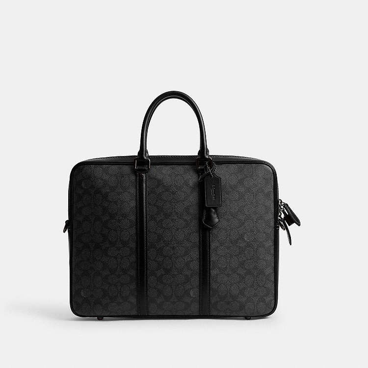 Coach Metropolitan Slim Briefcase in Signature CanvasCharcoal /Black NWT