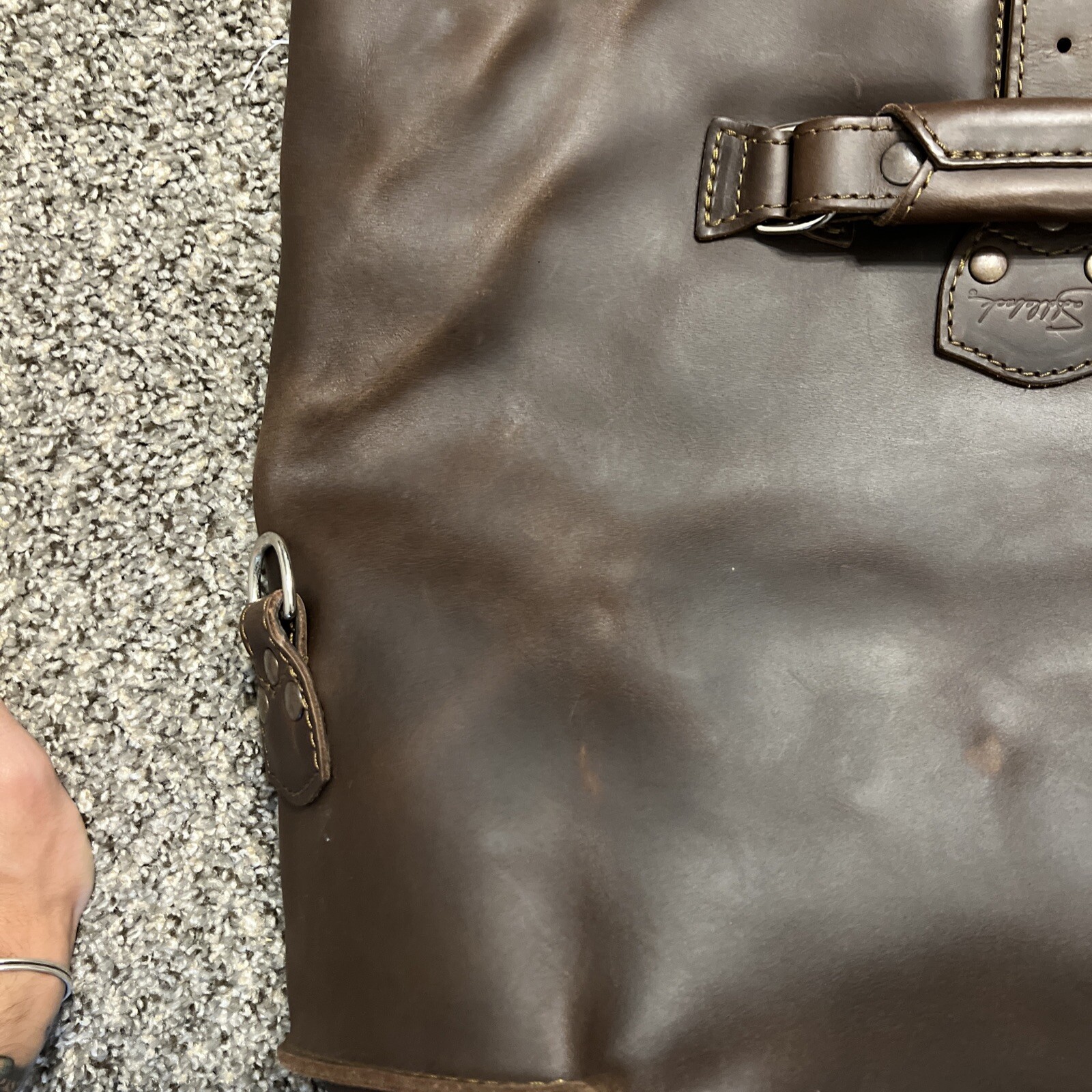 Saddleback Leather Dry Bag Chocolate Brown with Script Logo Discontinued